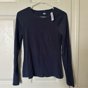 Dark Blue Old Navy Plush Long-Sleeve Rib-Knit Slim-Fit T-Shirt